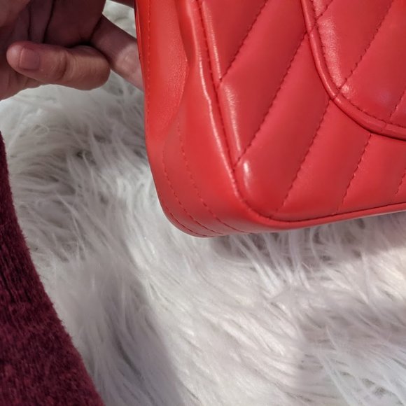 Chanel red mini rectagular lambskin chevron flap - Picture 5 of 10